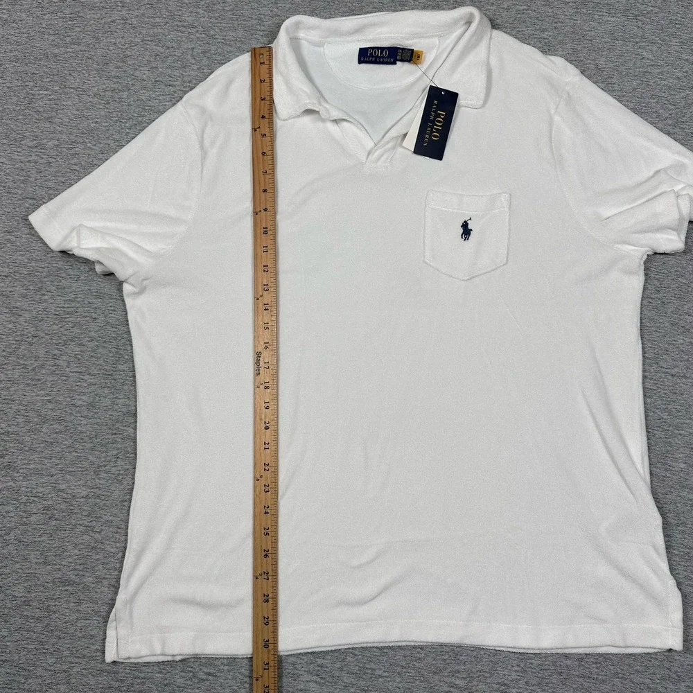 Polo Ralph Lauren Shirt Mens XXL White Terry Cloth Short Sleeve Preppy Outdoor